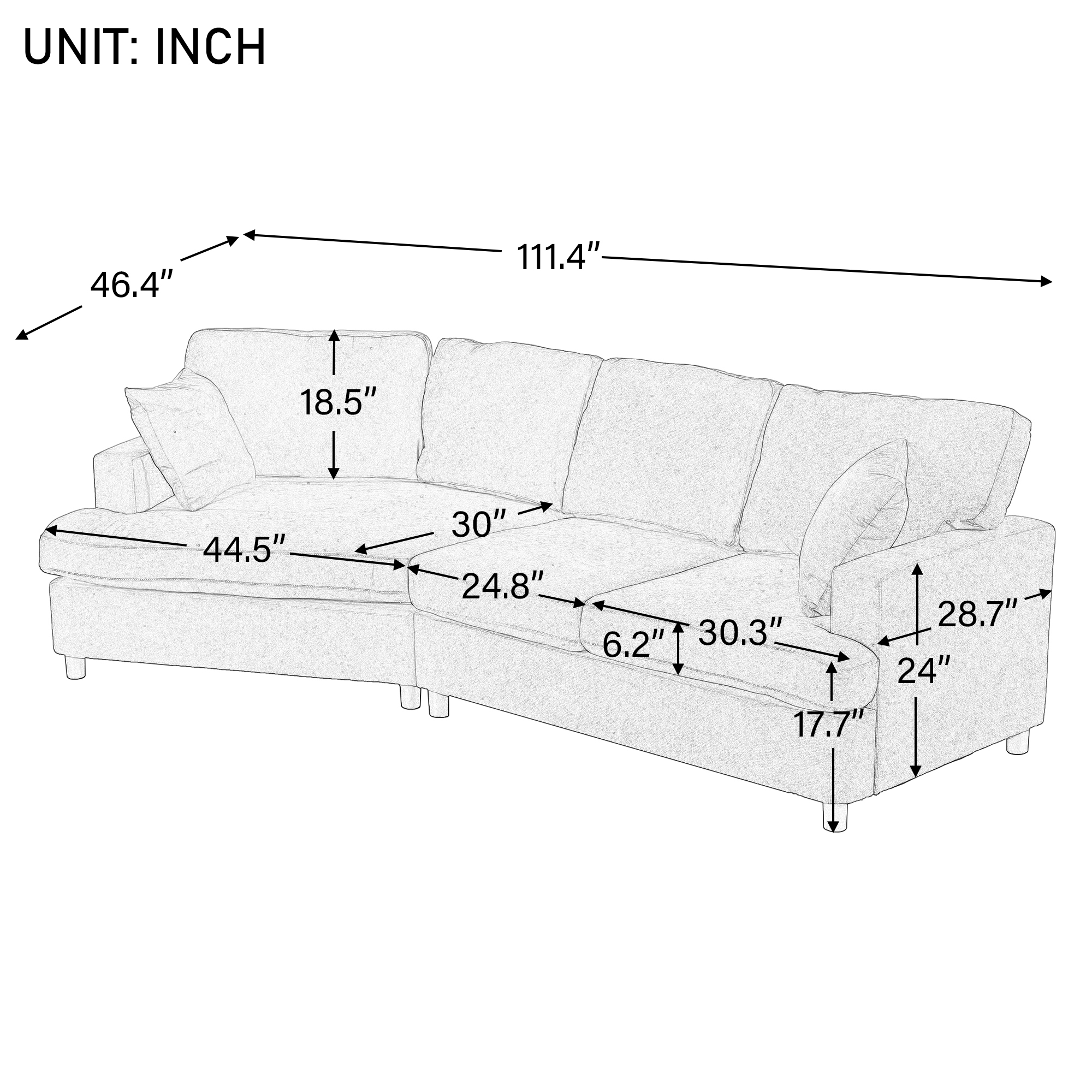 3 Seater Streamlined Sofa - WY000354AAA