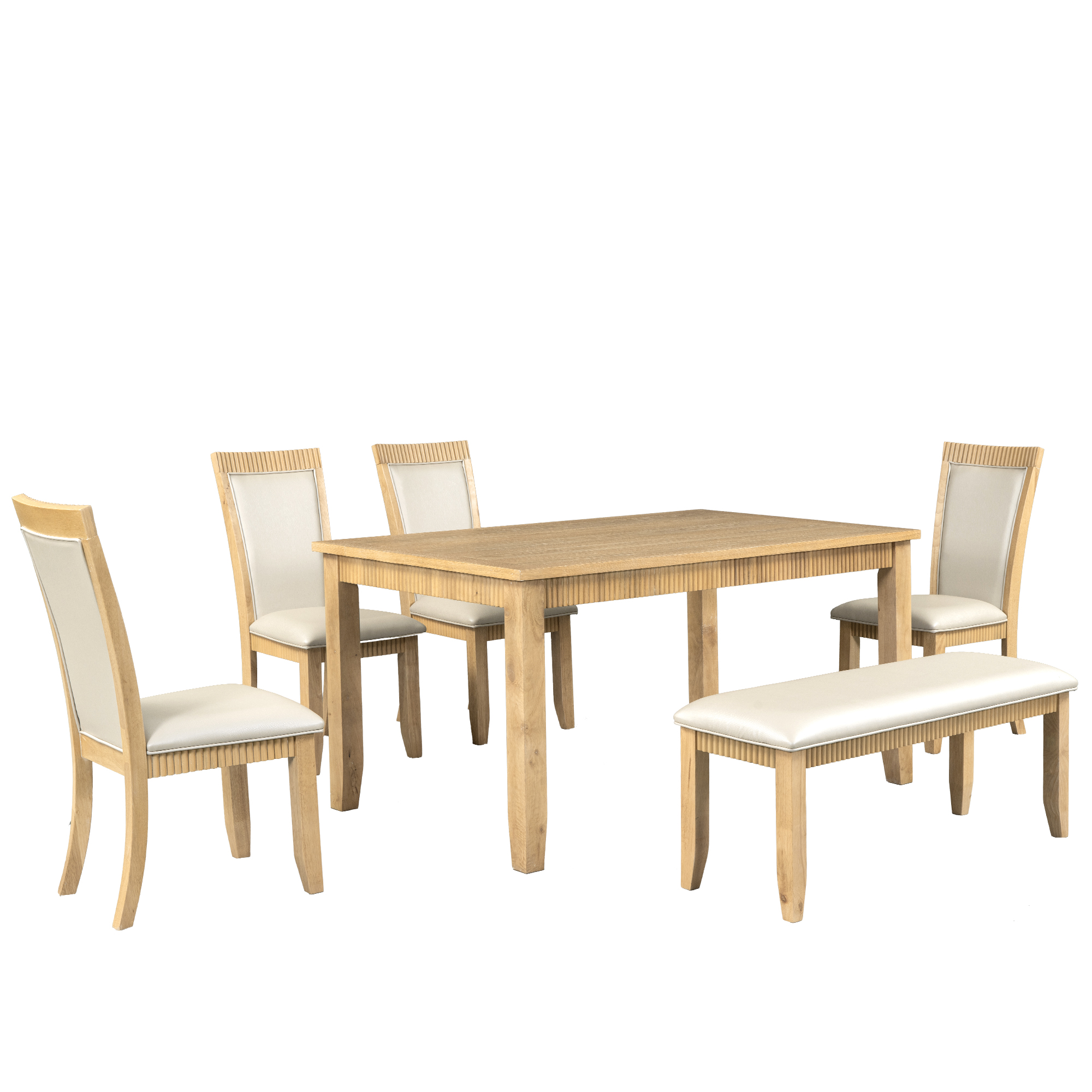 Rustic Solid Wood 6-Piece Dining Table Set - SP000027AAA