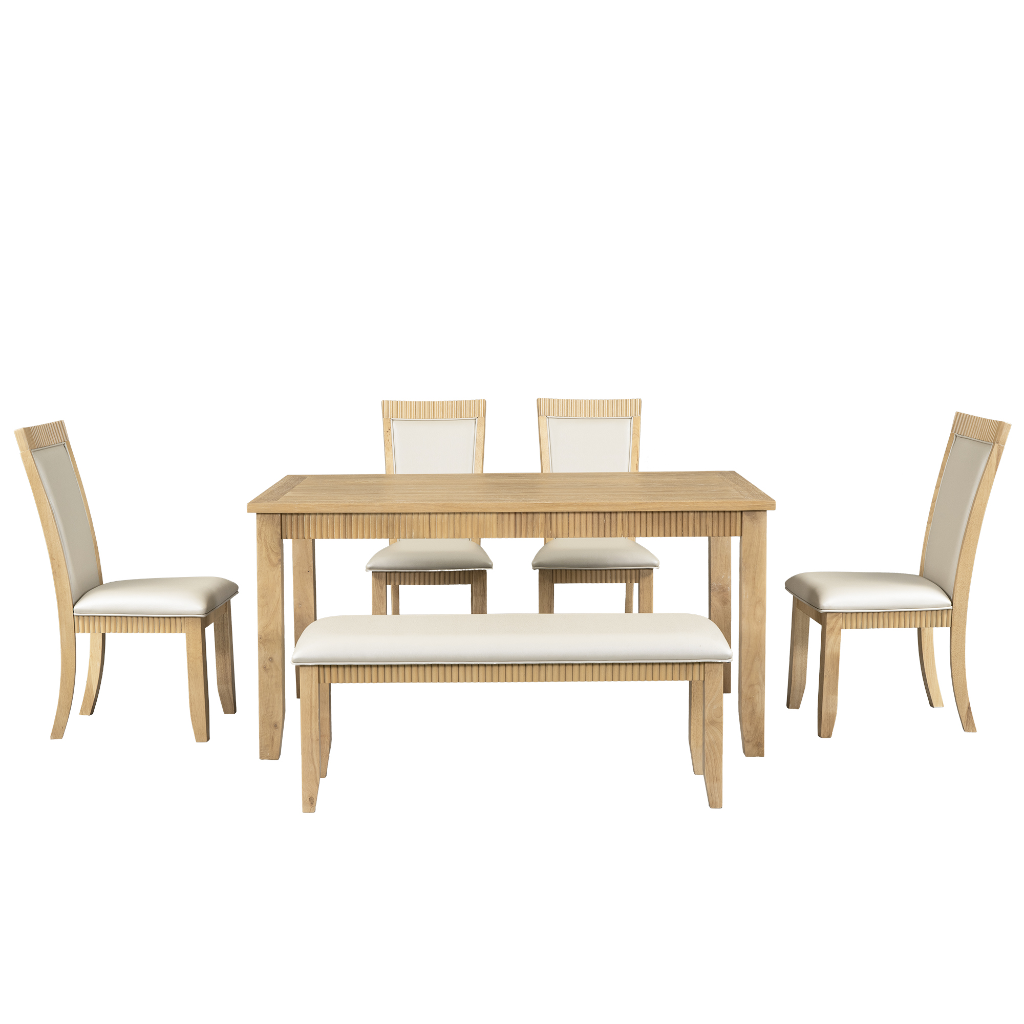 Rustic Solid Wood 6-Piece Dining Table Set - SP000027AAA