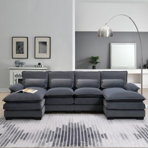 Modern U-Shaped Modular Sofa with Waist Pillows - GS008004AAE