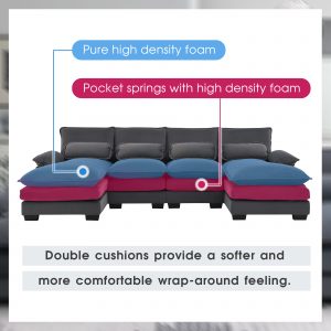 Modern U-Shaped Modular Sofa with Waist Pillows - GS008004AAE
