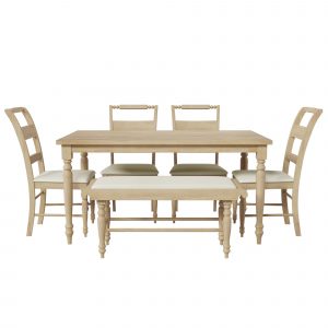 Retro Style 6-Piece Dining Set With Turned Legs - SP000030AAA