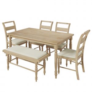Retro Style 6-Piece Dining Set With Turned Legs - SP000030AAA