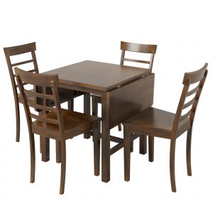 5-Piece Wood Square Drop Leaf Dining Table Set - SP000031AAD