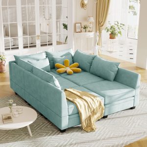 Large U-Shape Convertible Sofa Bed With Reversible Chaise - WY000349AAC