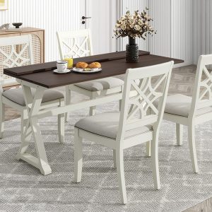 5-Piece Extendable Rubber Wood Dining Table Set - SP000034AAA
