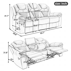 Manual Recliner Chair with Center Console - SG001131AAB