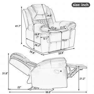 Manual Recliner Chair With LED Light Strip - WF310725AAB