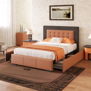 Modern Style Upholstered Queen Platform Bed Frame - WF313805AAD