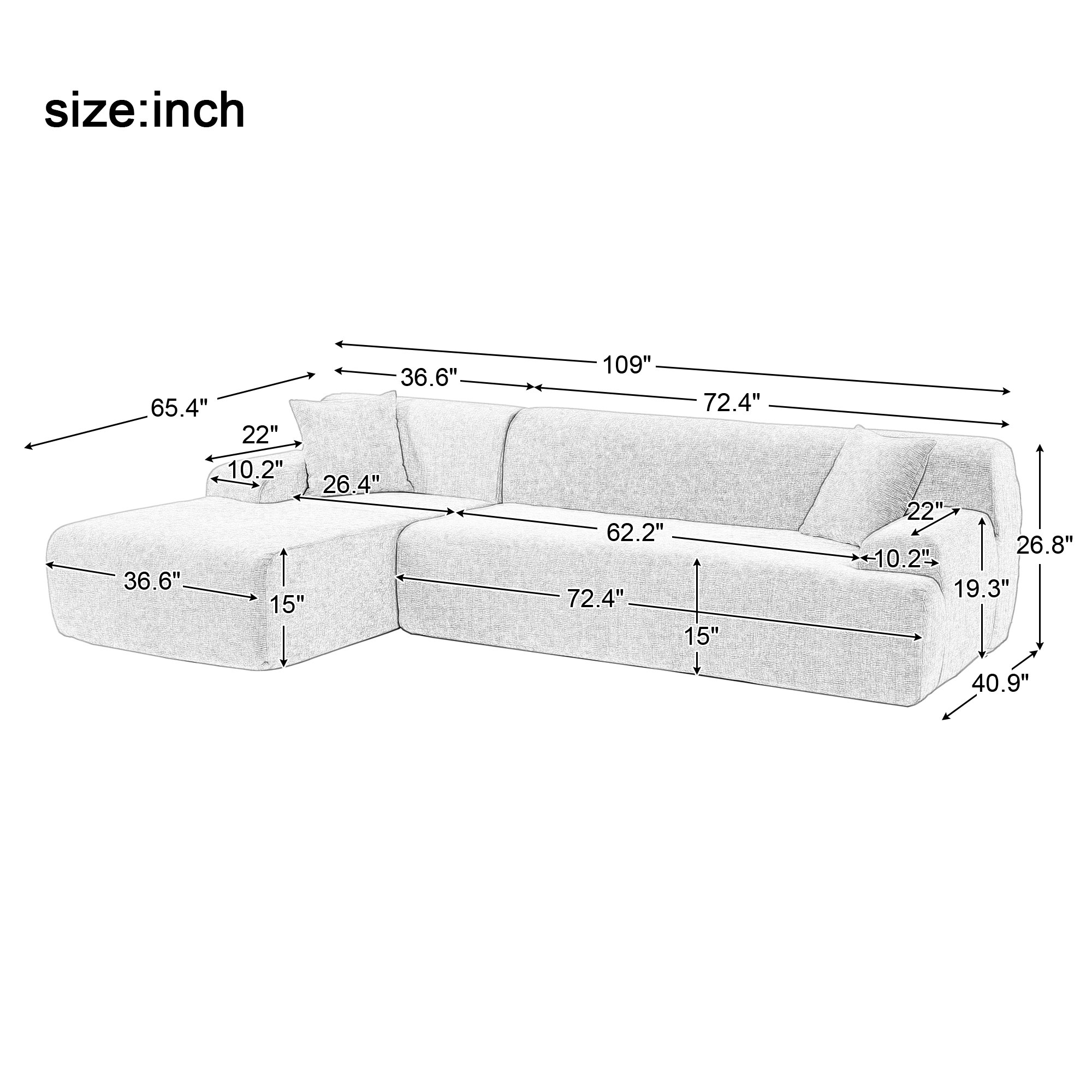Modern Large L-Shape Modular Sectional Sofa - WY000356AAA