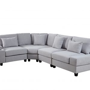 Stylish Modular Sectional Sofa with Polyester Upholstery - WY000365AAE