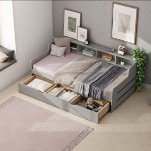 Twin Size Wooden Day Bed with 3 Drawers - BS317122AAE