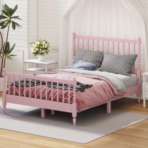 Wood Full Size Platform Bed with Gourd Shaped Headboard and Footboard - WF315643AAP