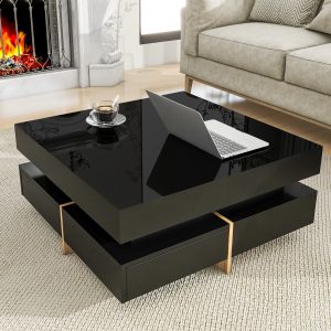 Modern High Gloss Coffee Table with 4 Drawers - WF314582AAB
