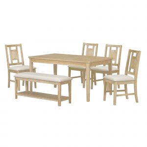 Minimalist Dining Table and 4 Upholstered Chairs & 1 Bench - ST000110AAD