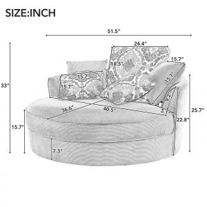 Swivel Accent Barrel Chair With 5 Movable Pillows N719P170799E