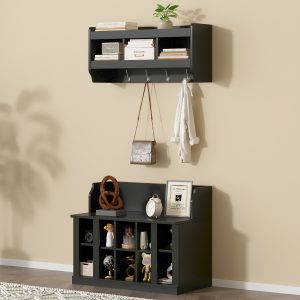 Shoe Storage Bench with Shelves and 4 Hooks - WF313576AAB