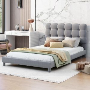 Twin Size Upholstered Platform Bed with Soft Headboard - WF313341AAE
