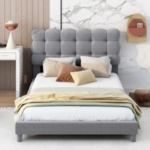 Twin Size Upholstered Platform Bed with Soft Headboard - WF313341AAE