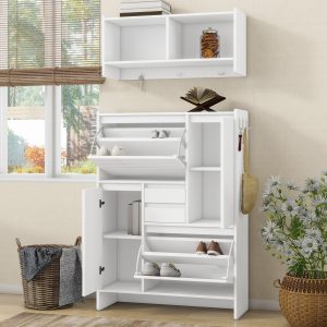 Multi-Functional Shoe Cabinet with Wall Cabinet - WF313571AAK