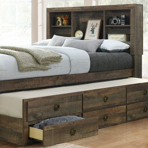 Full Size Bookcase Captain Bed and Nightstand - BS200108AAD