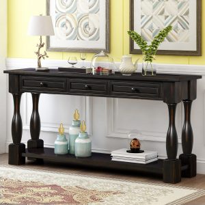 64" Long Extra-thick Sofa Table, Distressed Black - WF193795AAB