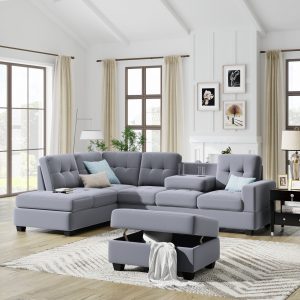L-Shaped Sectional Sofa with Reversible Chaise Lounge - SG000291AAA