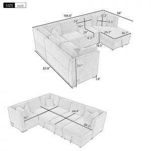 108.6" U-Shaped Sectional Sofa - SG001410AAB