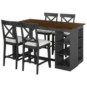 60"Lx30"W Solid Wood Farmhouse Counter Height Dining Table Set - SP000041AAE