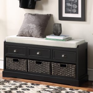 Wood Storage Bench with 3 Drawers and 3 Baskets - WF323641AAB