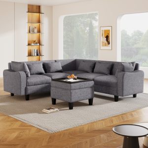 87" Modern Sectional Sofa With Coffee Table - GS001215AAE