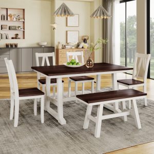6-Piece Wood Dining Table Set - SP000256AAK