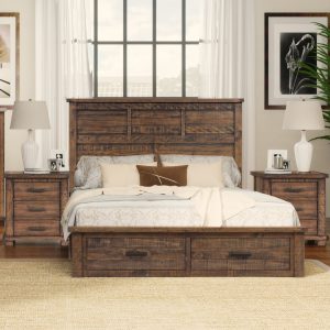 Rustic Farmhouse Style 3 Pieces Queen Bedroom Sets - BS332405AAD