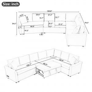 124.8" L-Shaped Sofa Convertible Sofa Bed - SG001430AAE