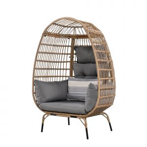 Wicker Egg-shaped Chair with Removable Cushion - WF322820AAE