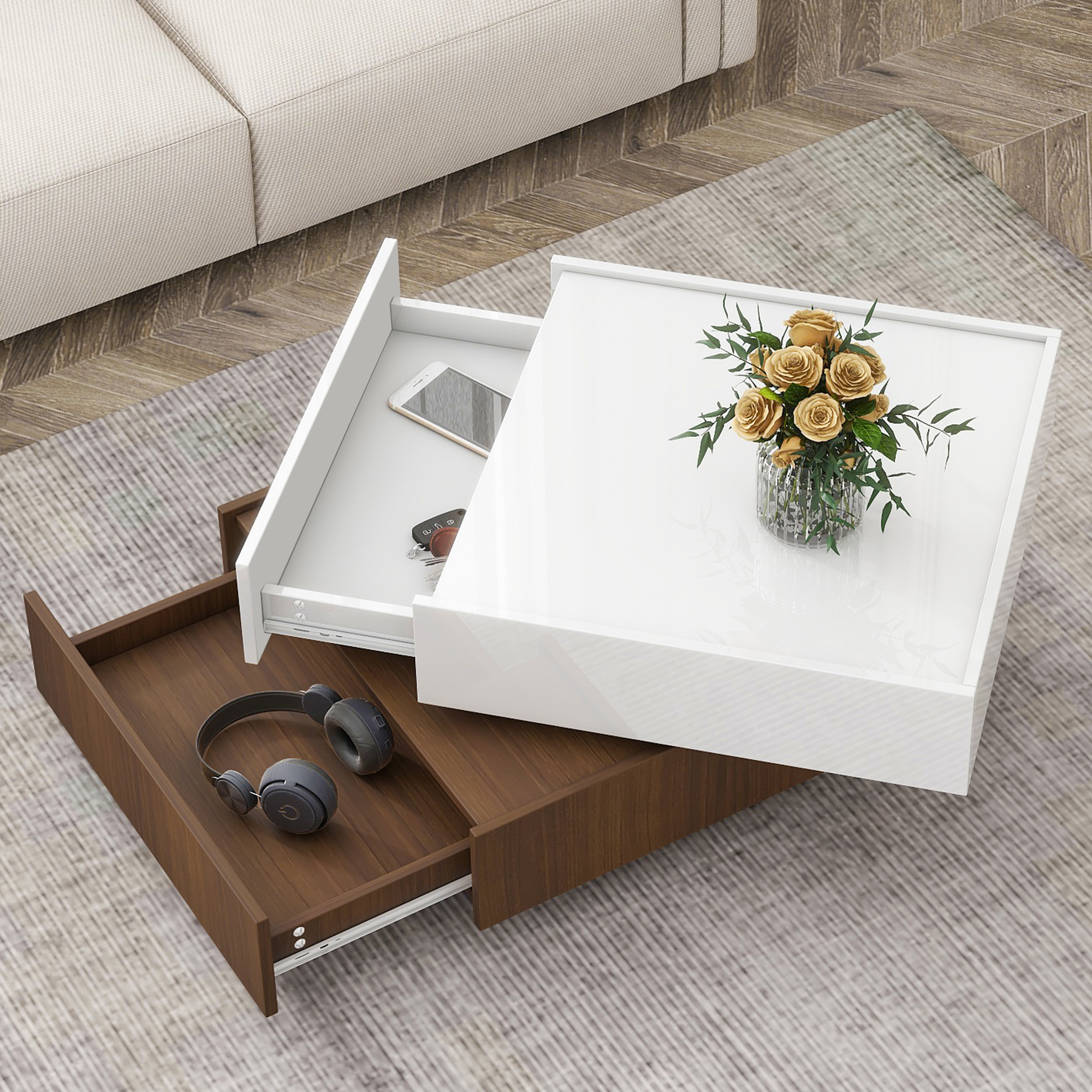 Multi-Functional Square 360 Rotating Coffee Table - WF321197AAK