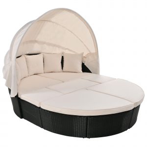 Outdoor Rattan Sunbed With Retractable Canopy - FF201200AAA