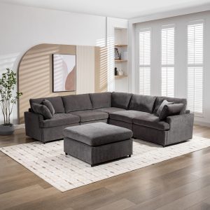 Modern U-Shape Sectional Sofa with Ottomans - WY000387AAE