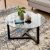 Round Glass Coffee Table With Tempered Glass Top and Sturdy Wood Basees