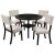 5-Piece Dining Table Set Round Table With Bottom Shelf, 4 Upholstered Chairs