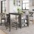 5 Pieces Counter Height Rustic Farmhouse Dining Room Wooden Bar Table Set With 4 Chairs