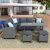 5 Piece Outdoor Conversation Set,  Dining Table Chair With Ottoman And Throw Pillows