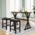 3-Piece Wood Kitchen Dining Table Set with 2 Stools