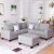 L-Shape Corner Sofa With Storage Ottoman & Cup Holders, Light Gray