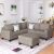 L-Shape Corner Sofa With Storage Ottoman & Cup Holders, Brown