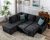 86″ Sleeper Sectional Sofa with Ottoman, Black