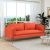Linen Fabric Upholstered 3 Seat Sofa, Orange