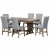 Mid-Century Solid Wood 7-Piece Dining Table Set